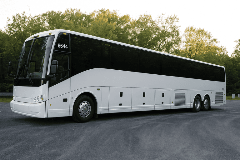 exterior of Charter Bus Rental Oshkosh coach bus